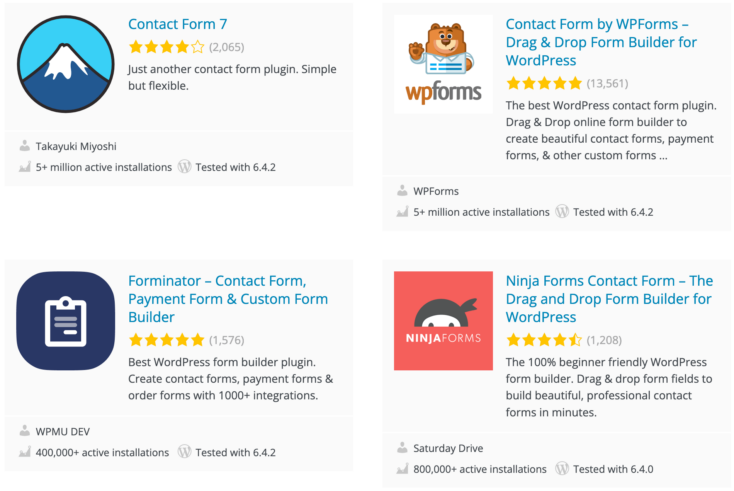 Contact forms plugins