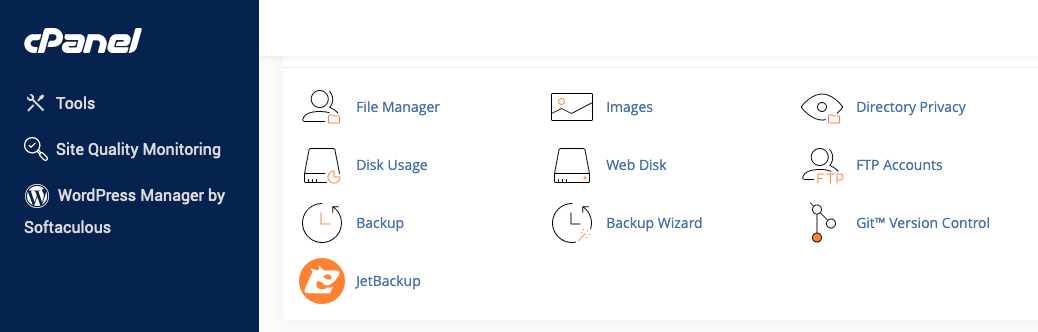 cPanel Backup Wizard