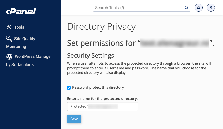 cPanel Directory Privacy - Edit permisions