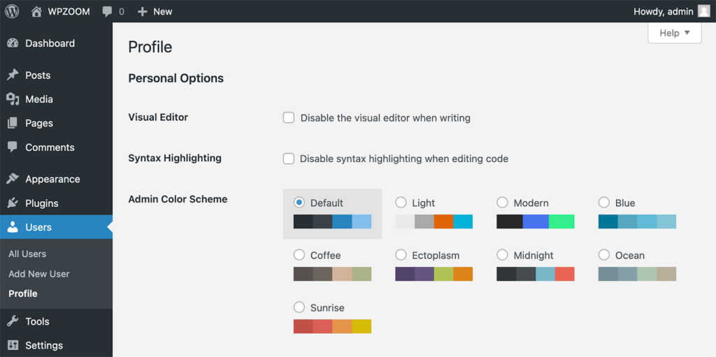 Dashboard Color Scheme