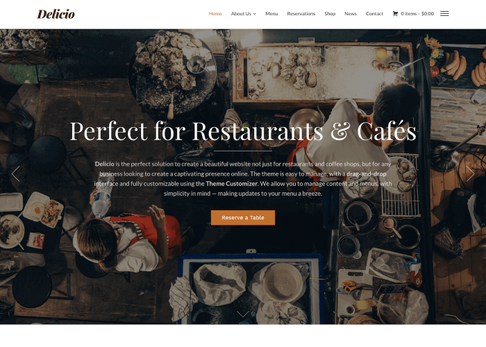 Delicio - WordPress Restaurant Theme