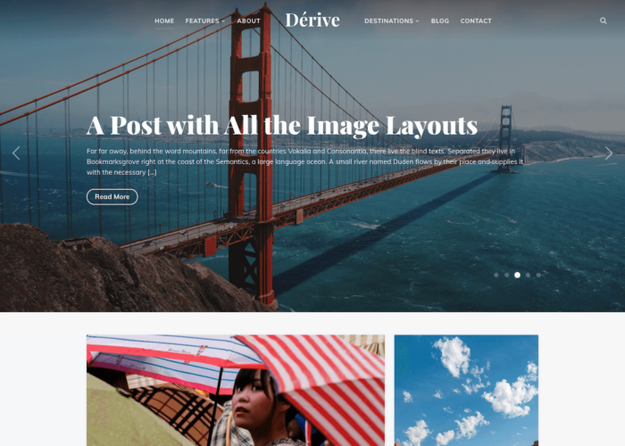 Dérive - travel blog WordPress theme