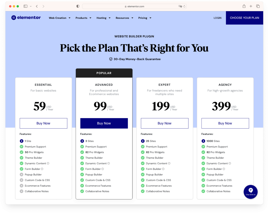 Elementor Pricing