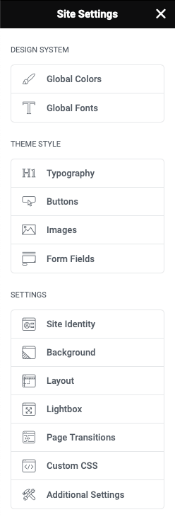 Elementor Site Settings