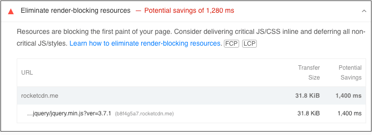 Eliminate Render-Blocking resources