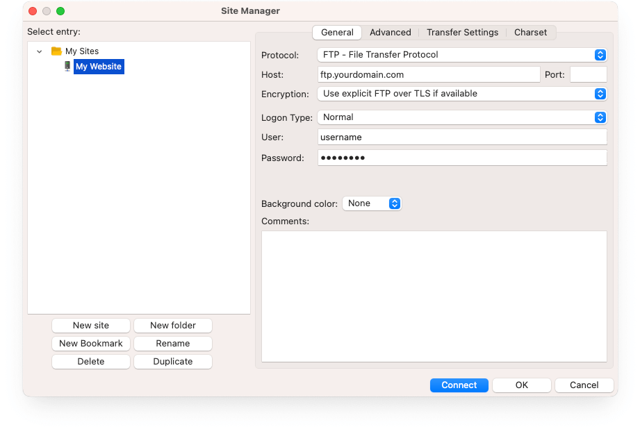 Filezilla setup