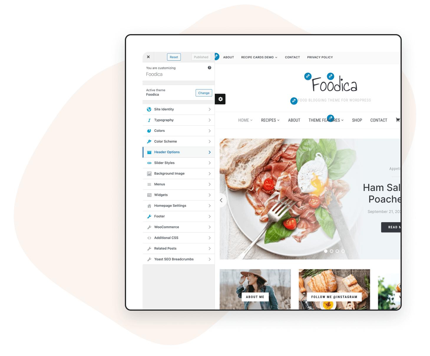 customize food blog themes