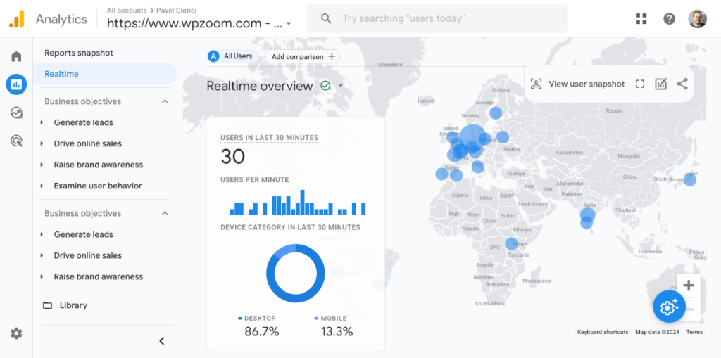 Google Analytics - Realtime