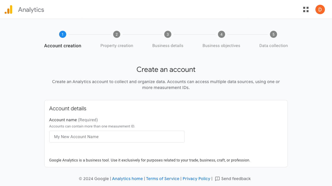 Google Analytics welcome screen