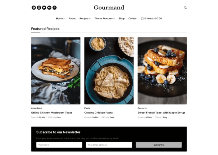 Gourmand - food blog theme