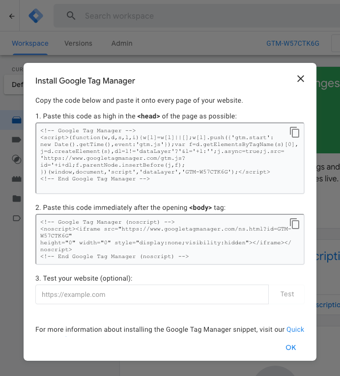 Google Tag Manager code