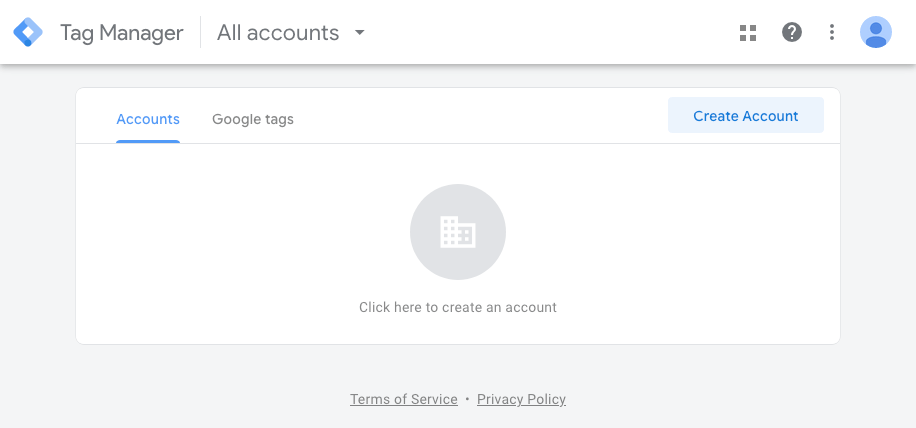Google Tag Manager - create account