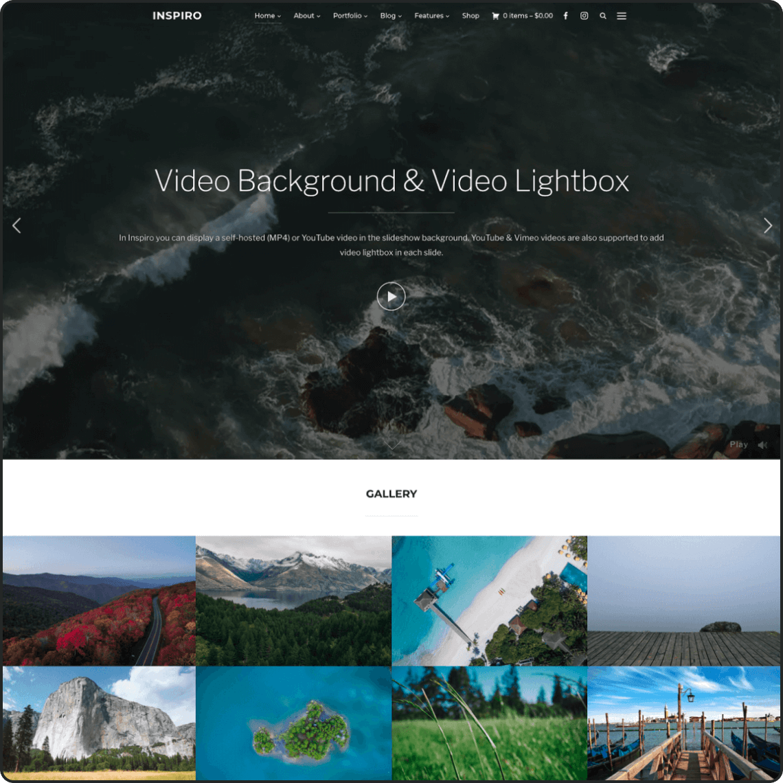 Inspiro - WordPress theme with video background