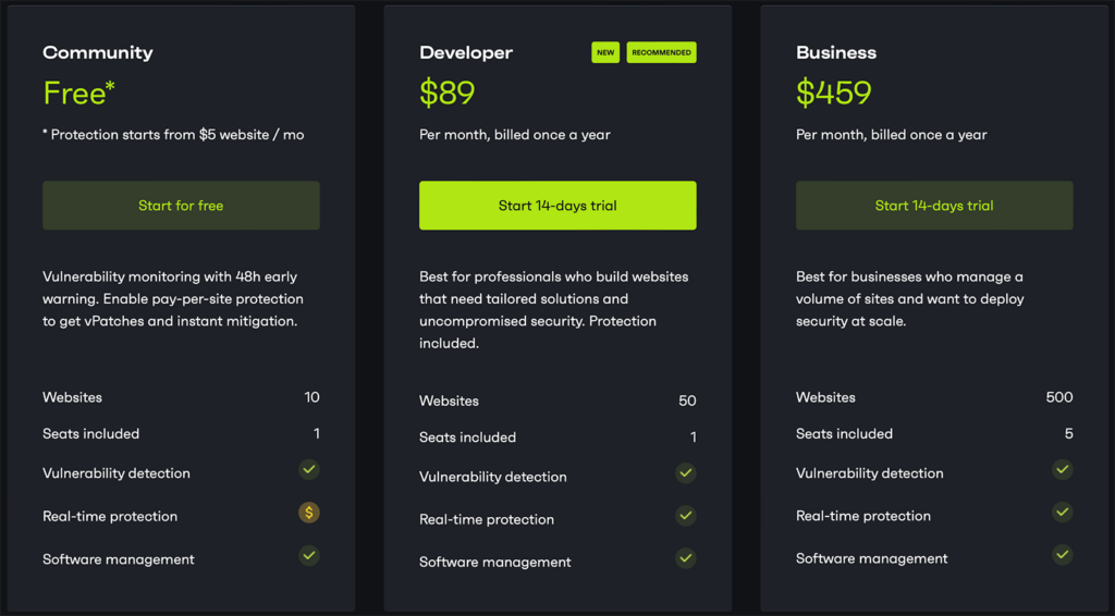 Patchstack Pricing