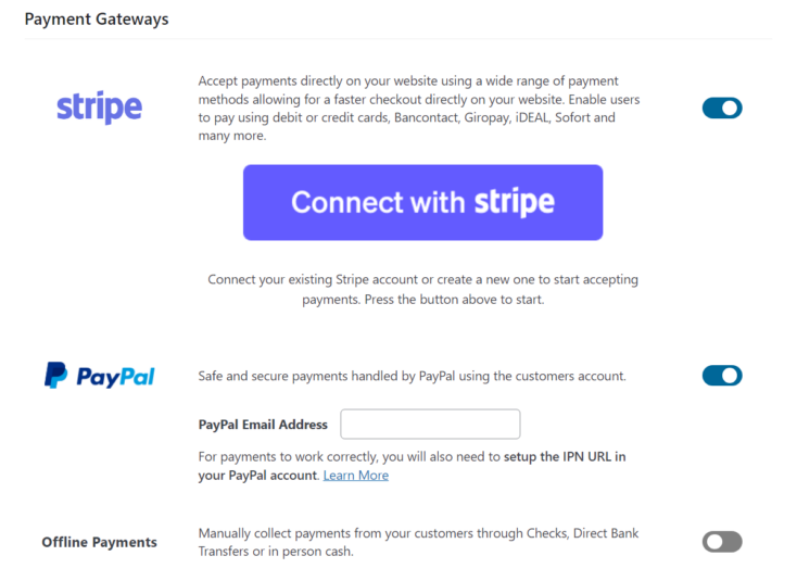 Payment Gateways in Paid Member Subscriptions