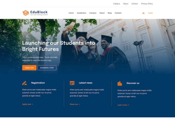 EduBlock PRO - university WordPress theme