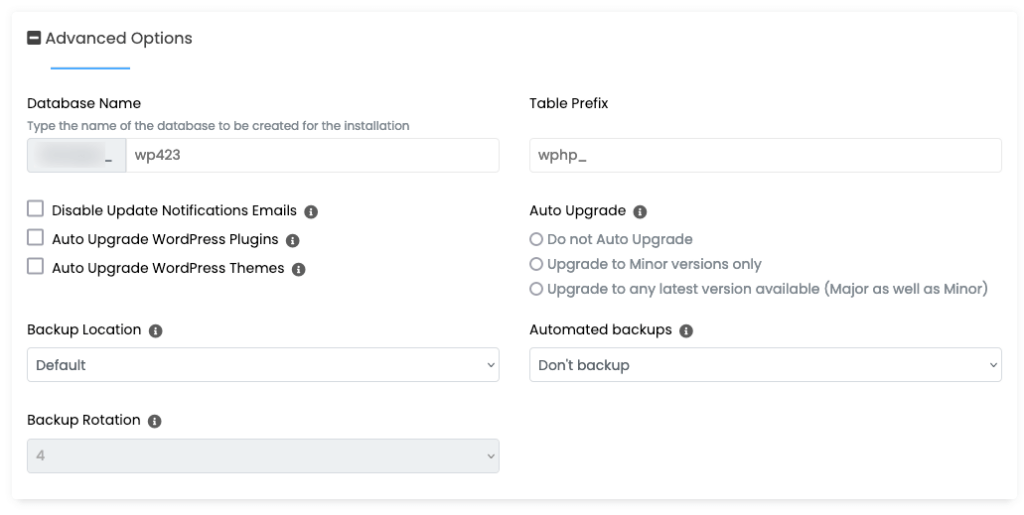 Softaculous WordPress-Installer Advanced Setup