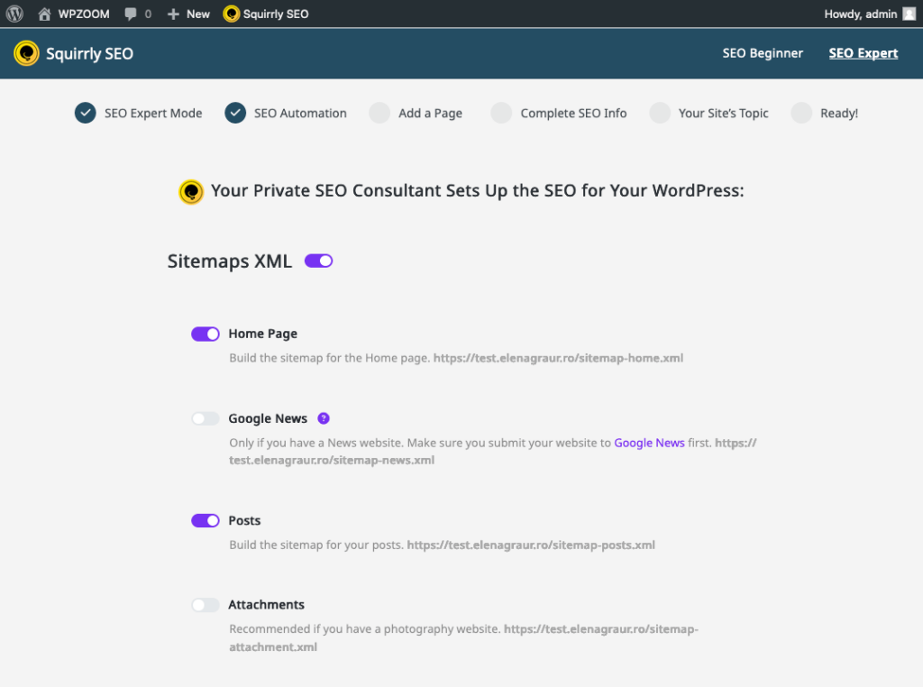 Squirrly SEO Settings