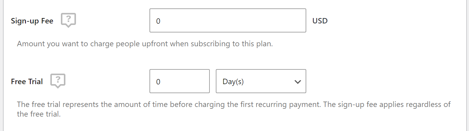 Subscription fees in Paid Member Subscriptions