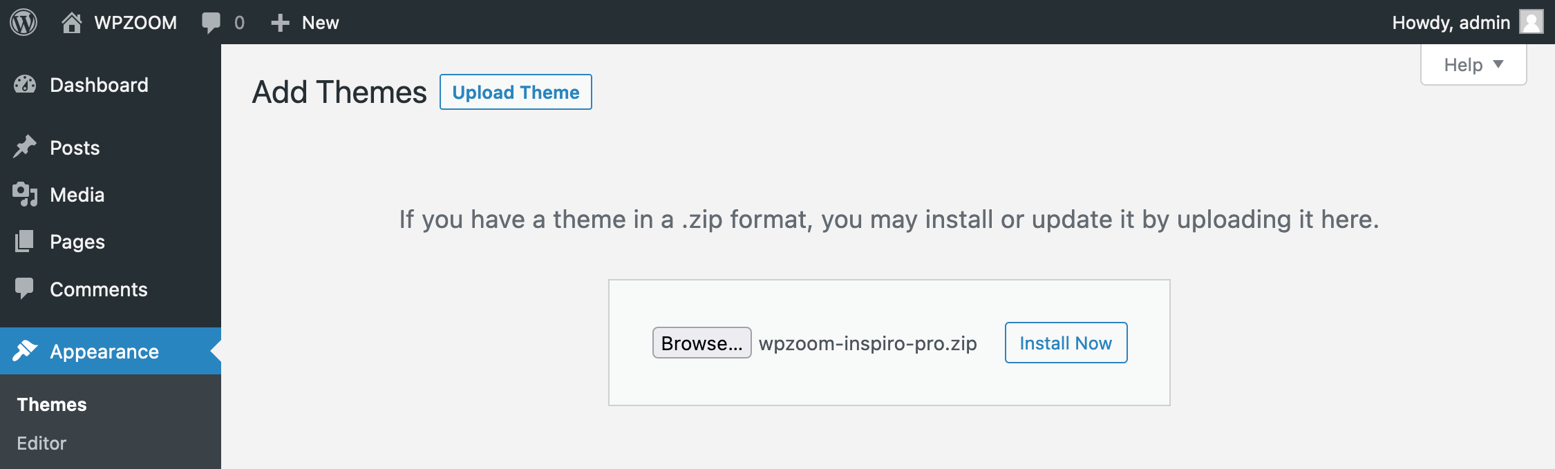 Upload theme