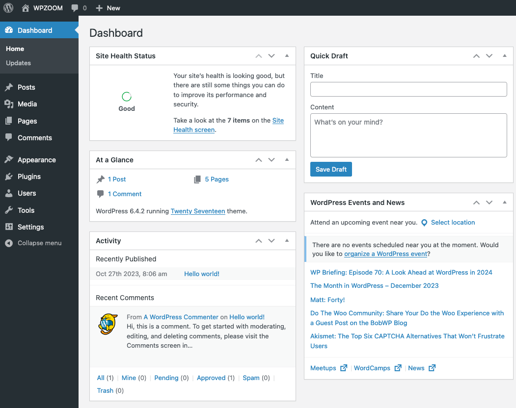 WordPress Dashboard
