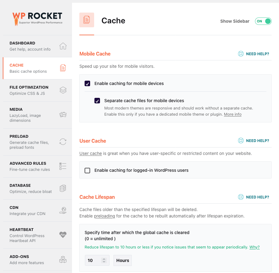 WP Rocket caching