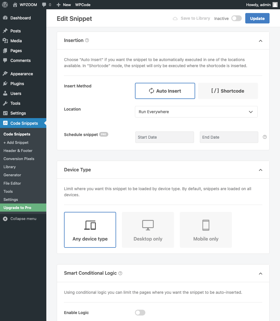 WPCode Settings